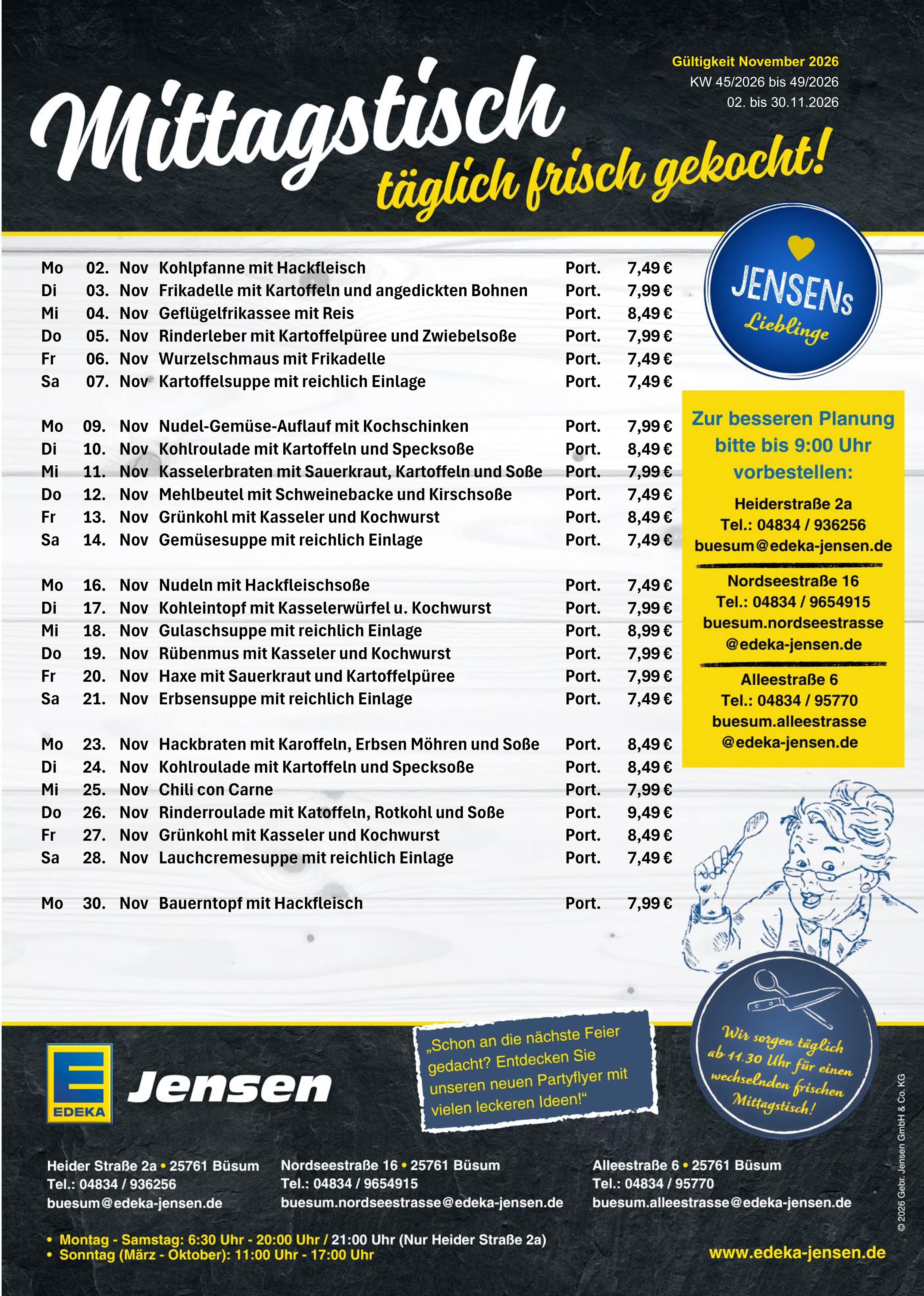 Mittagstisch Büsum – November 2026