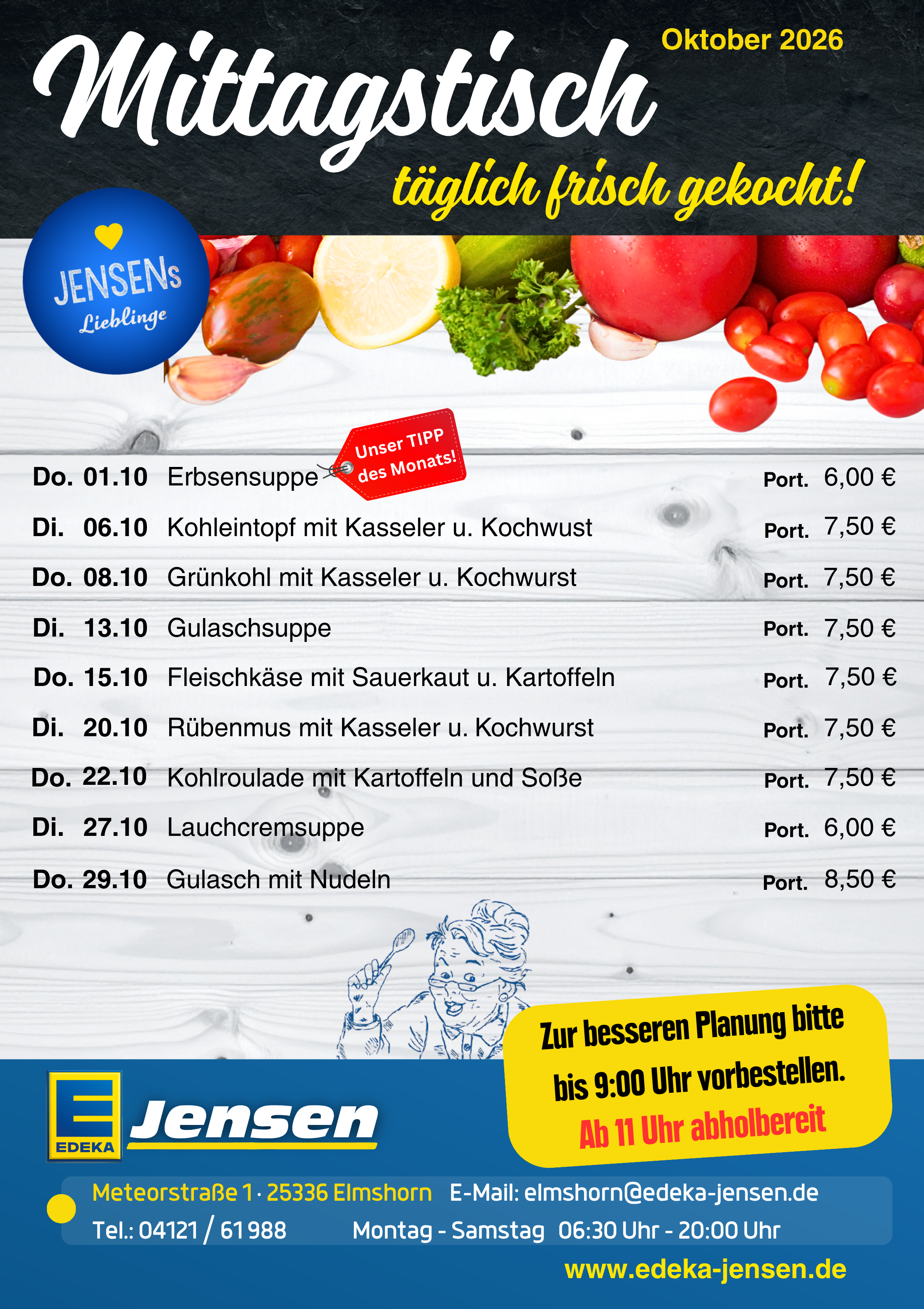 Mittagstisch Elmshorn Meteorstraße – Oktober 2026