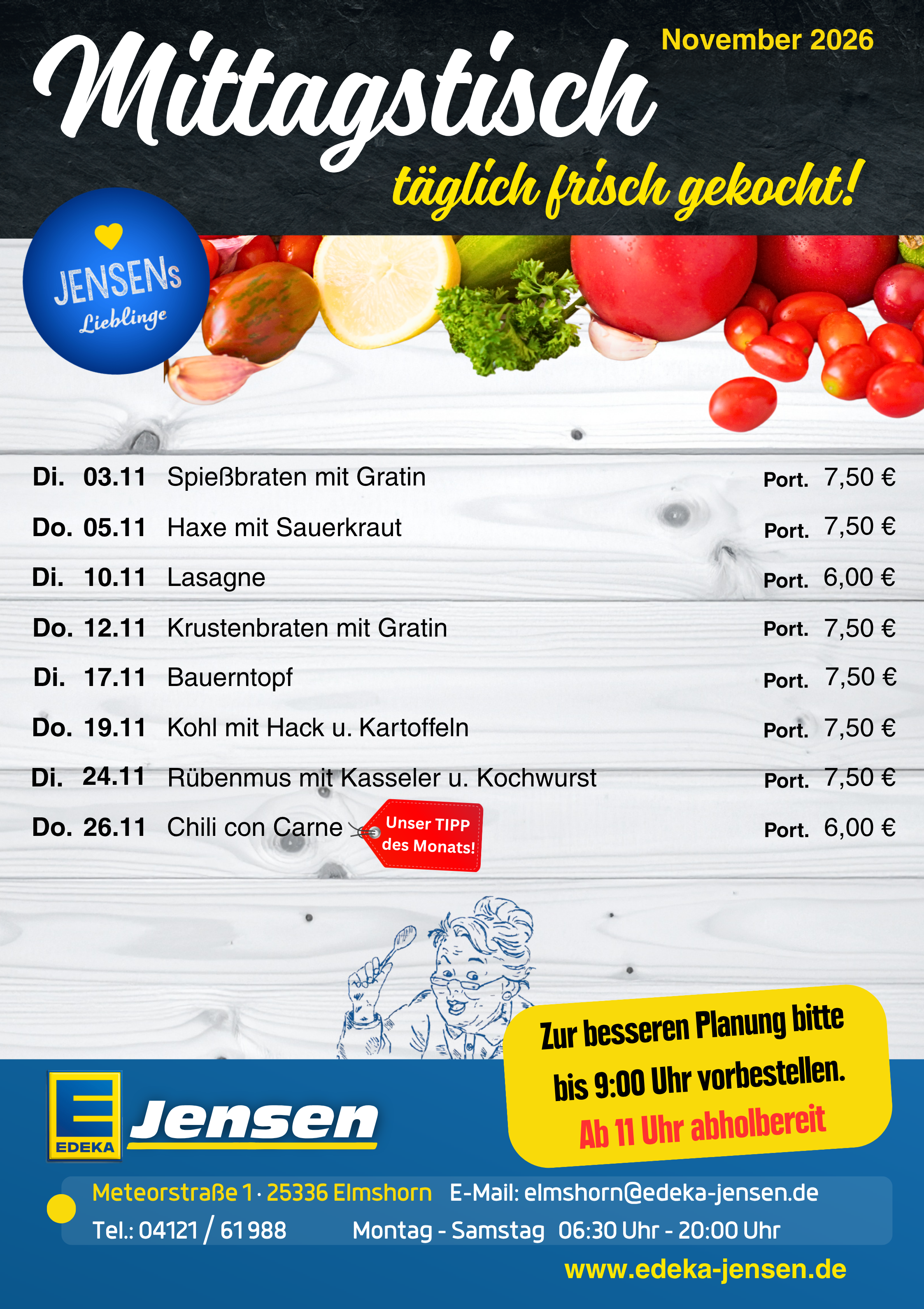 Mittagstisch Elmshorn Meteorstraße – November 2026